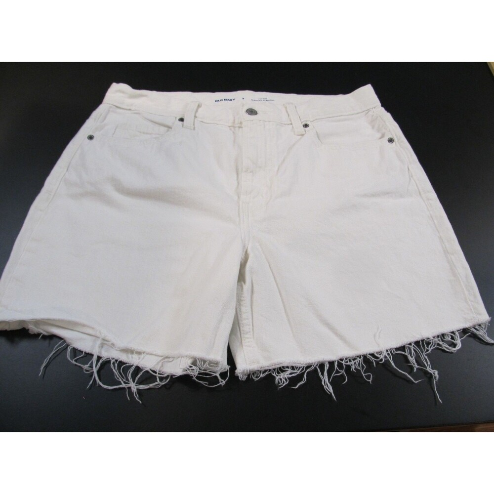 Old Navy Women’s High‑Rise Slouchy Straight White Denim Cut‑Off Shorts Size 8